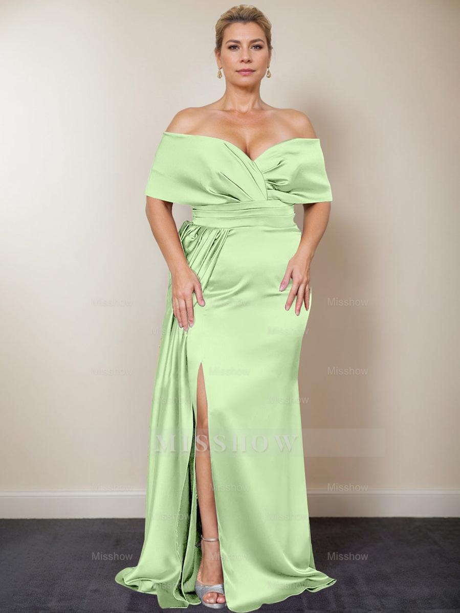 Plus Size Off-the-Shoulder Mother of the Bride Trumpet/Mermaid Dress with Side Split