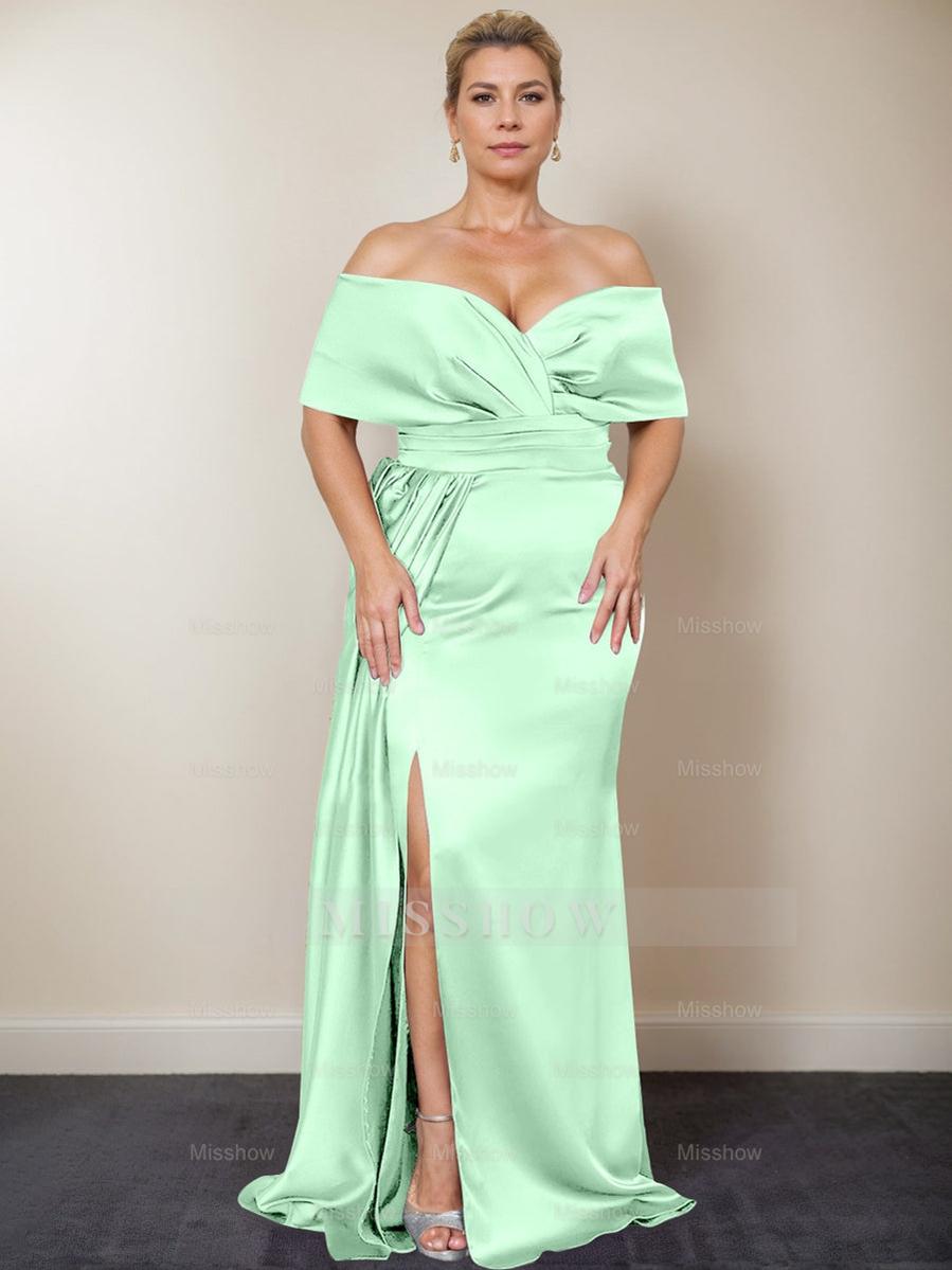 Plus Size Off-the-Shoulder Mother of the Bride Trumpet/Mermaid Dress with Side Split