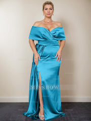 Plus Size Off-the-Shoulder Mother of the Bride Trumpet/Mermaid Dress with Side Split