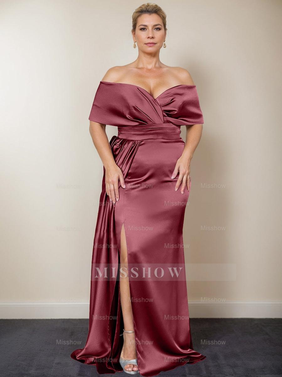 Plus Size Off-the-Shoulder Mother of the Bride Trumpet/Mermaid Dress with Side Split