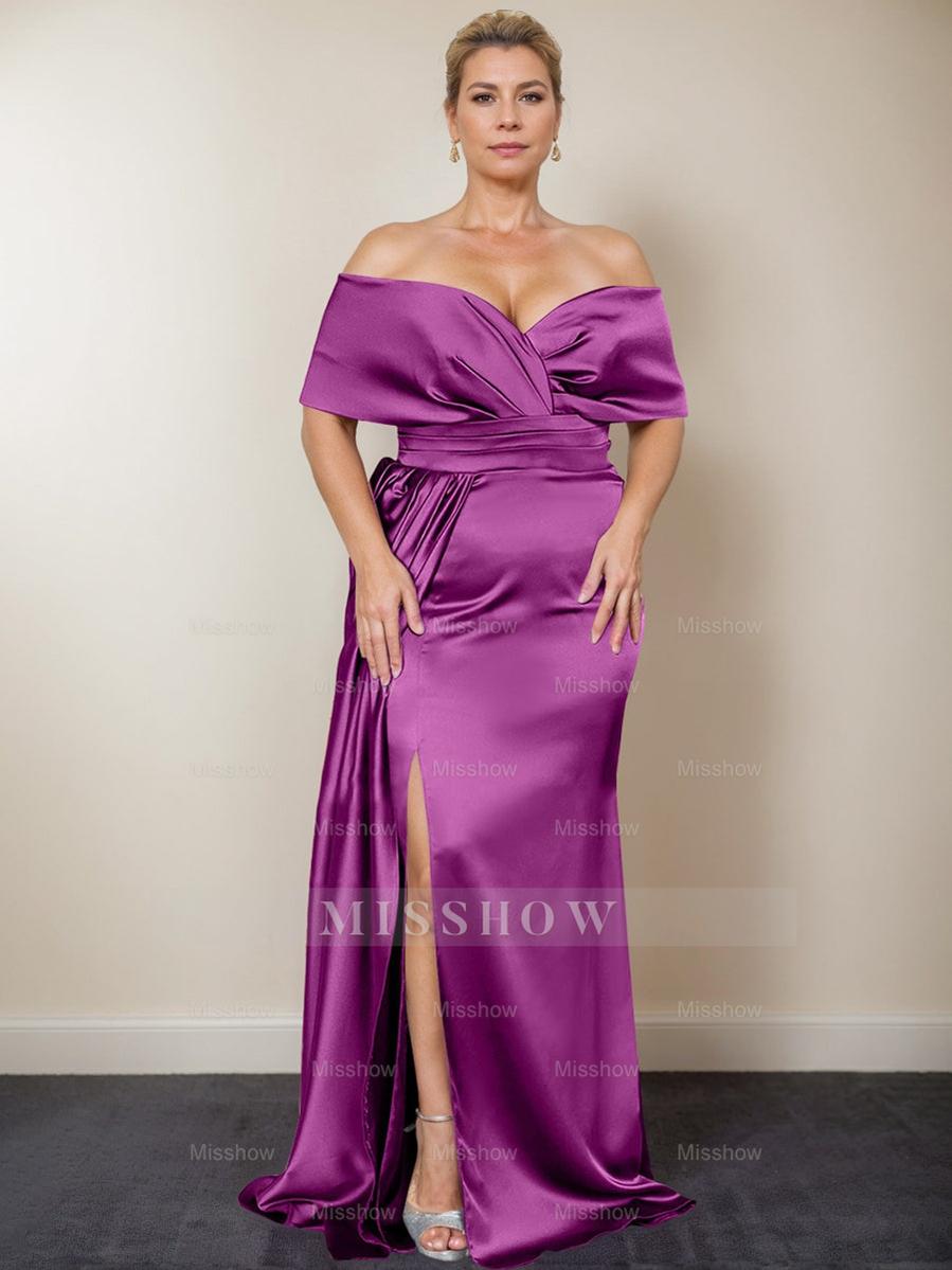 Plus Size Off-the-Shoulder Mother of the Bride Trumpet/Mermaid Dress with Side Split
