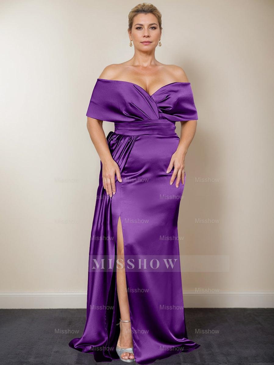 Plus Size Off-the-Shoulder Mother of the Bride Trumpet/Mermaid Dress with Side Split