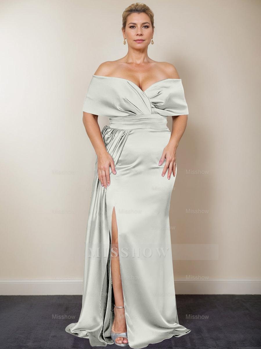 Plus Size Off-the-Shoulder Mother of the Bride Trumpet/Mermaid Dress with Side Split