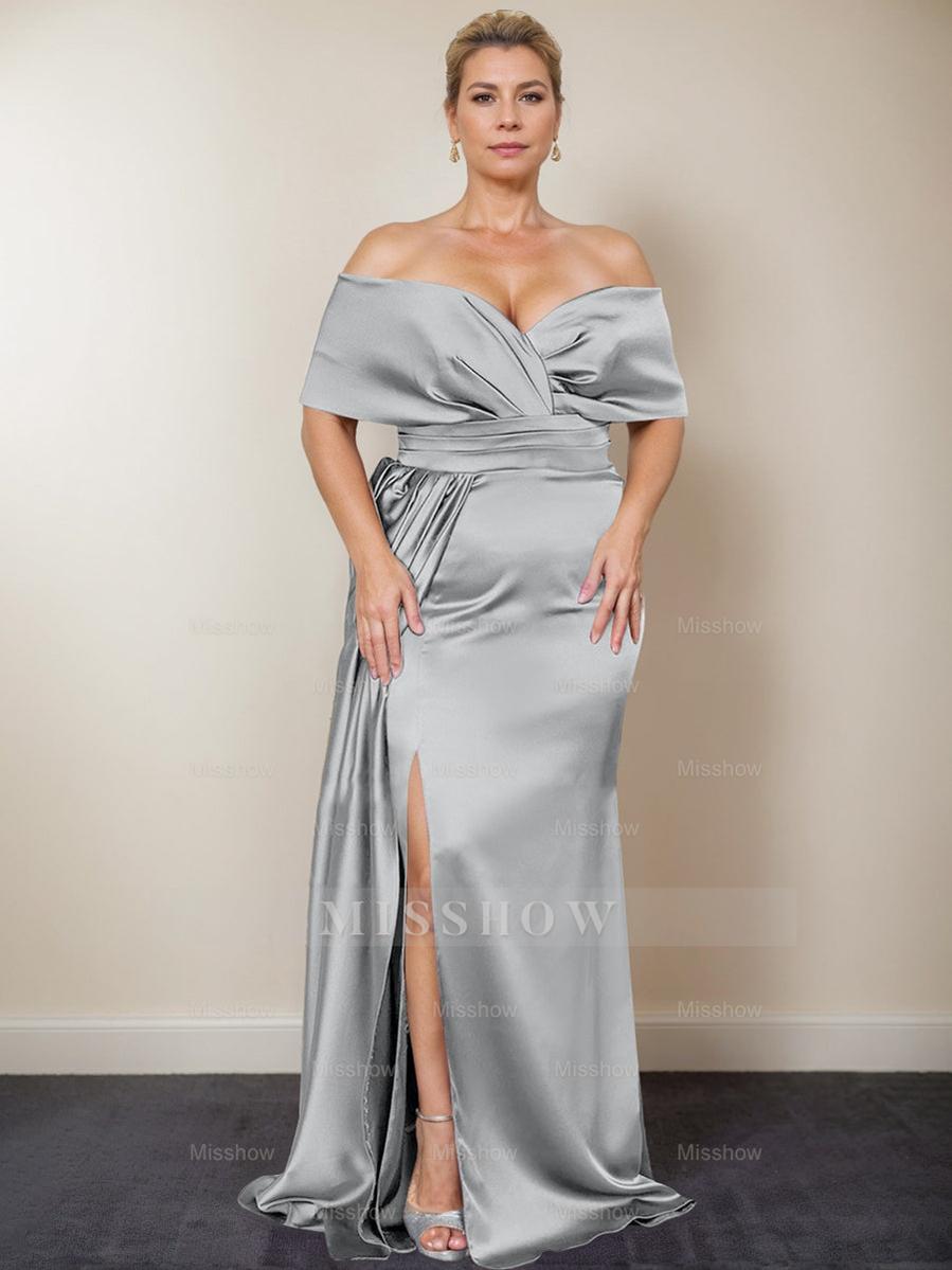 Plus Size Off-the-Shoulder Mother of the Bride Trumpet/Mermaid Dress with Side Split