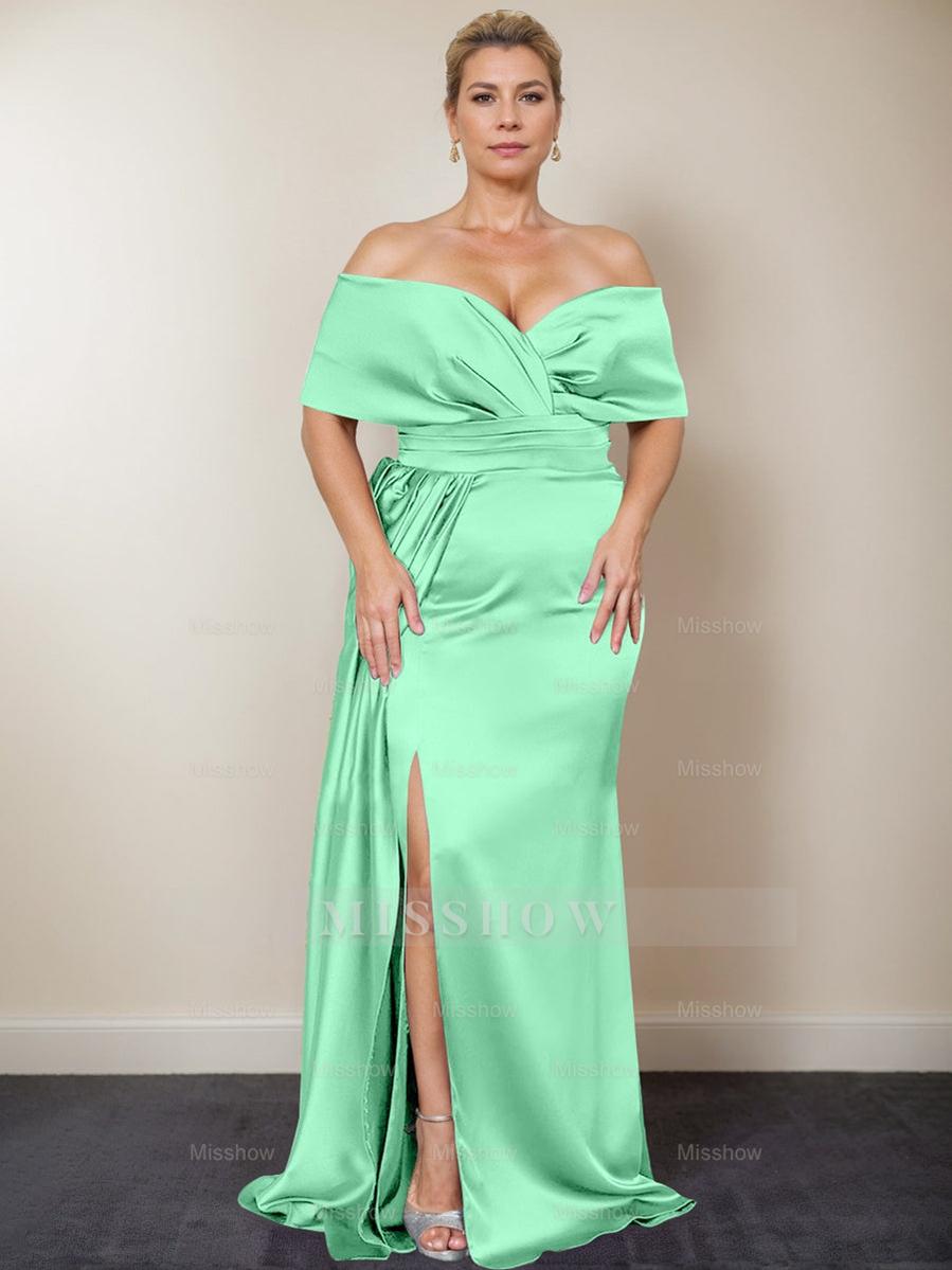 Plus Size Off-the-Shoulder Mother of the Bride Trumpet/Mermaid Dress with Side Split