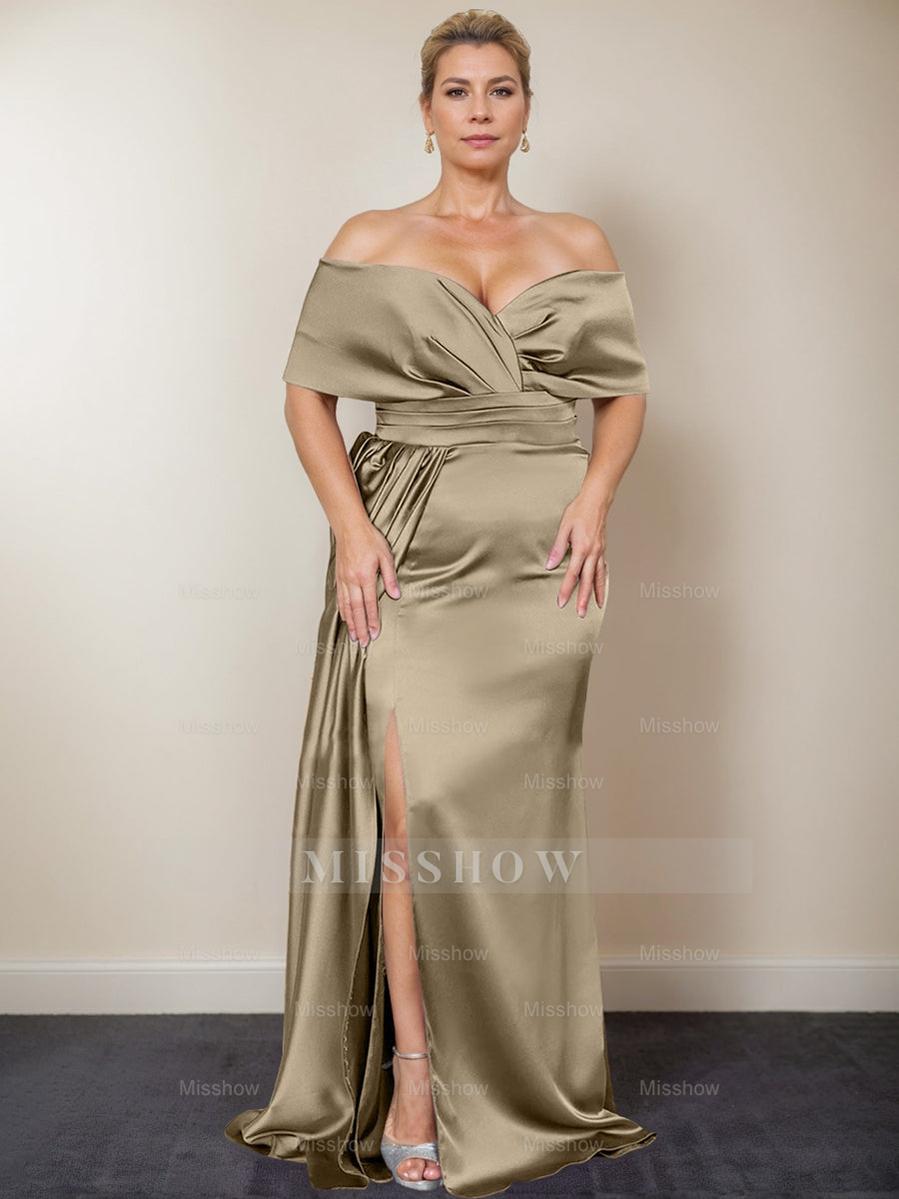 Plus Size Off-the-Shoulder Mother of the Bride Trumpet/Mermaid Dress with Side Split