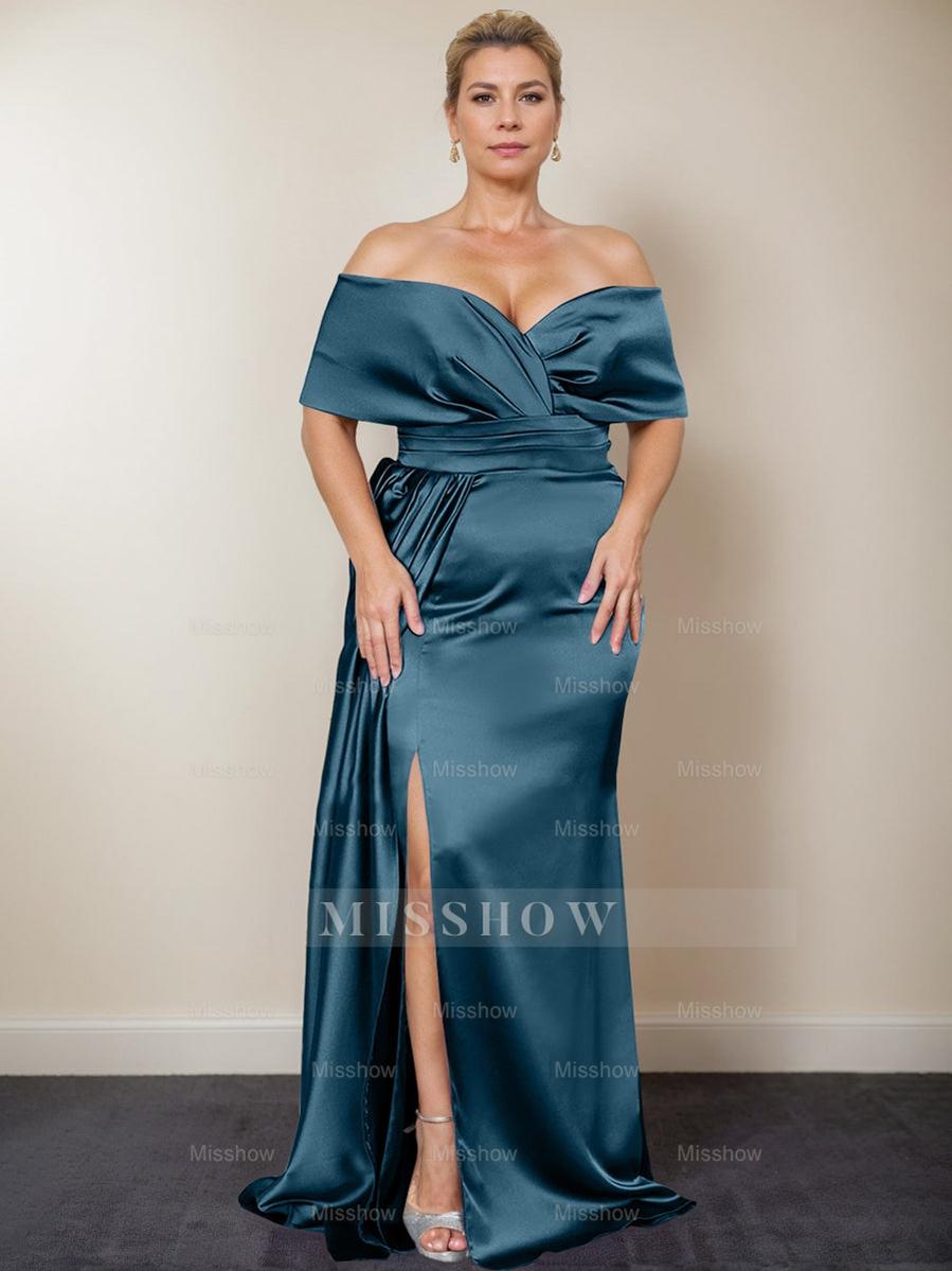 Plus Size Off-the-Shoulder Mother of the Bride Trumpet/Mermaid Dress with Side Split