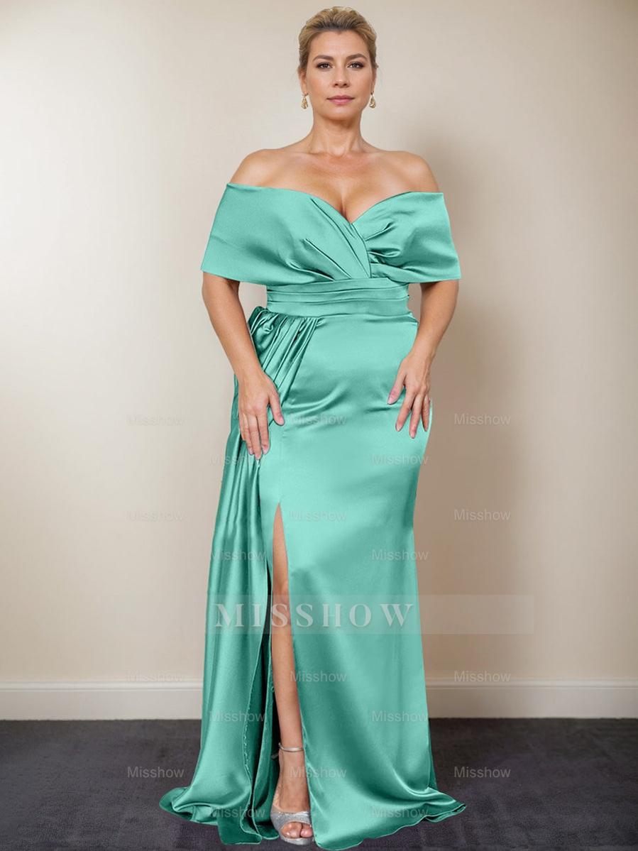 Plus Size Off-the-Shoulder Mother of the Bride Trumpet/Mermaid Dress with Side Split
