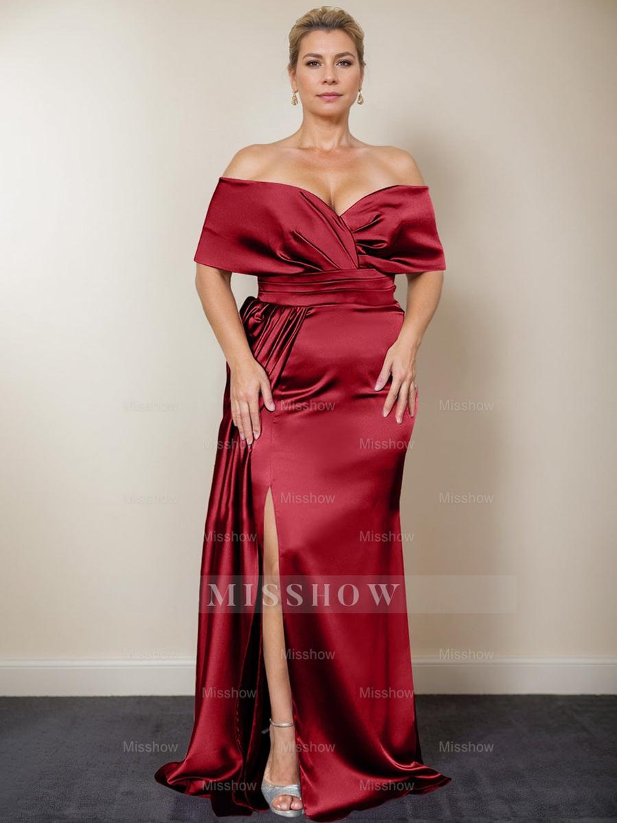 Plus Size Off-the-Shoulder Mother of the Bride Trumpet/Mermaid Dress with Side Split