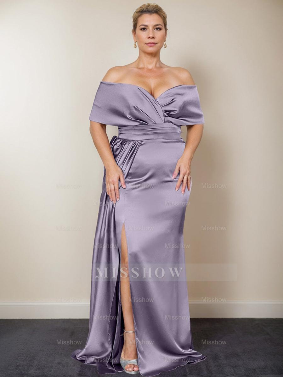 Plus Size Off-the-Shoulder Mother of the Bride Trumpet/Mermaid Dress with Side Split