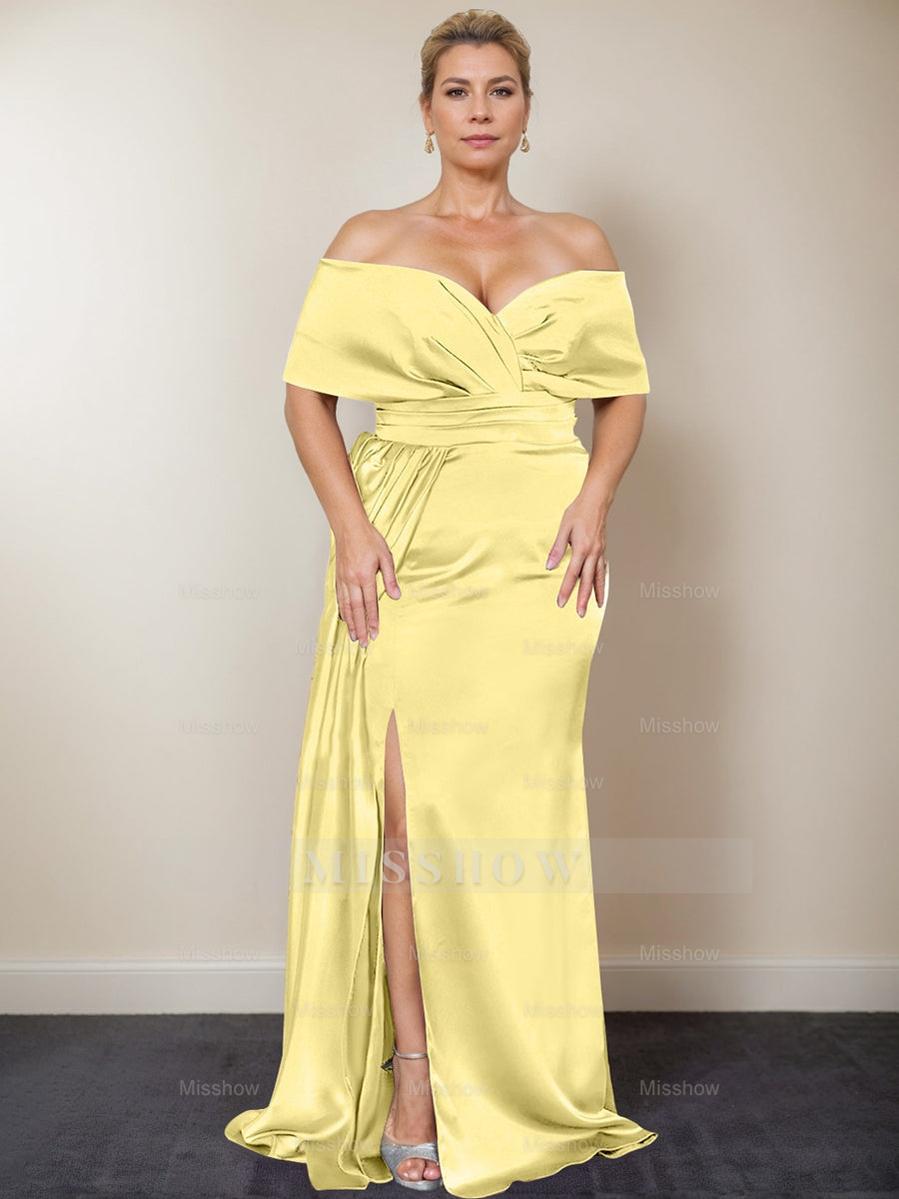 Plus Size Off-the-Shoulder Mother of the Bride Trumpet/Mermaid Dress with Side Split