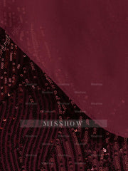 Plus Size Sequined A-Line Mother of the Bride Dress with Scoop Neck and Half Sleeves