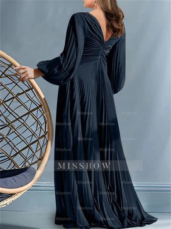 Plus Size V-Neck A-Line Princess Gown for the Mother of the Bride with Ruched Detail