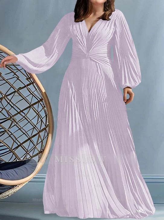 Plus Size V-Neck A-Line Princess Gown for the Mother of the Bride with Ruched Detail