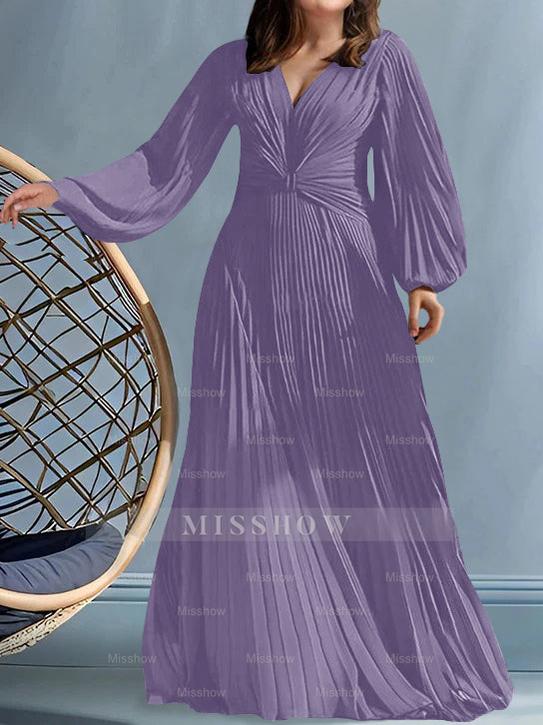 Plus Size V-Neck A-Line Princess Gown for the Mother of the Bride with Ruched Detail