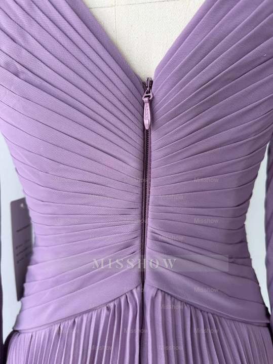 Plus Size V-Neck A-Line Princess Gown for the Mother of the Bride with Ruched Detail