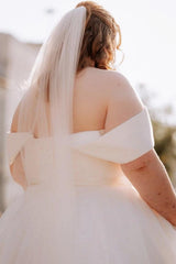 White v-neck rhinestone ball gown wedding dress