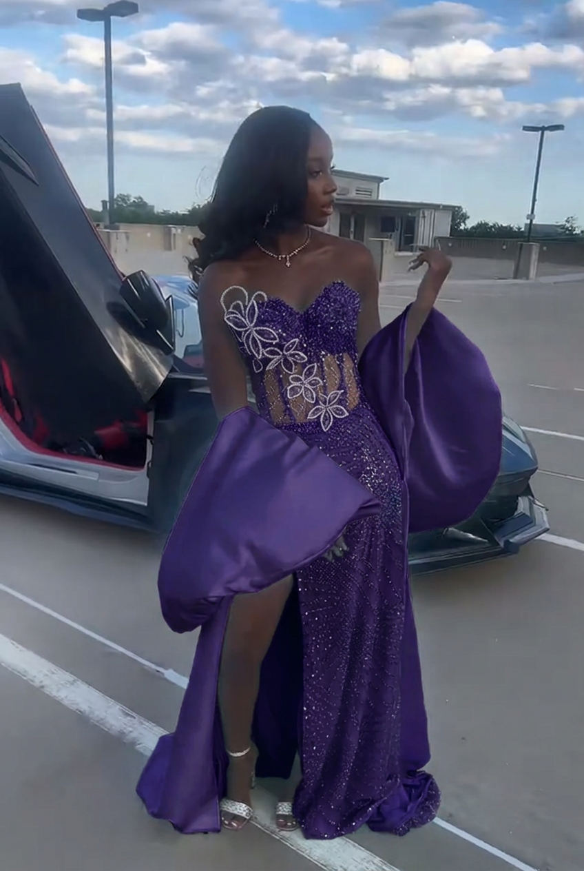 Regency strapless beaded mermaid prom dress