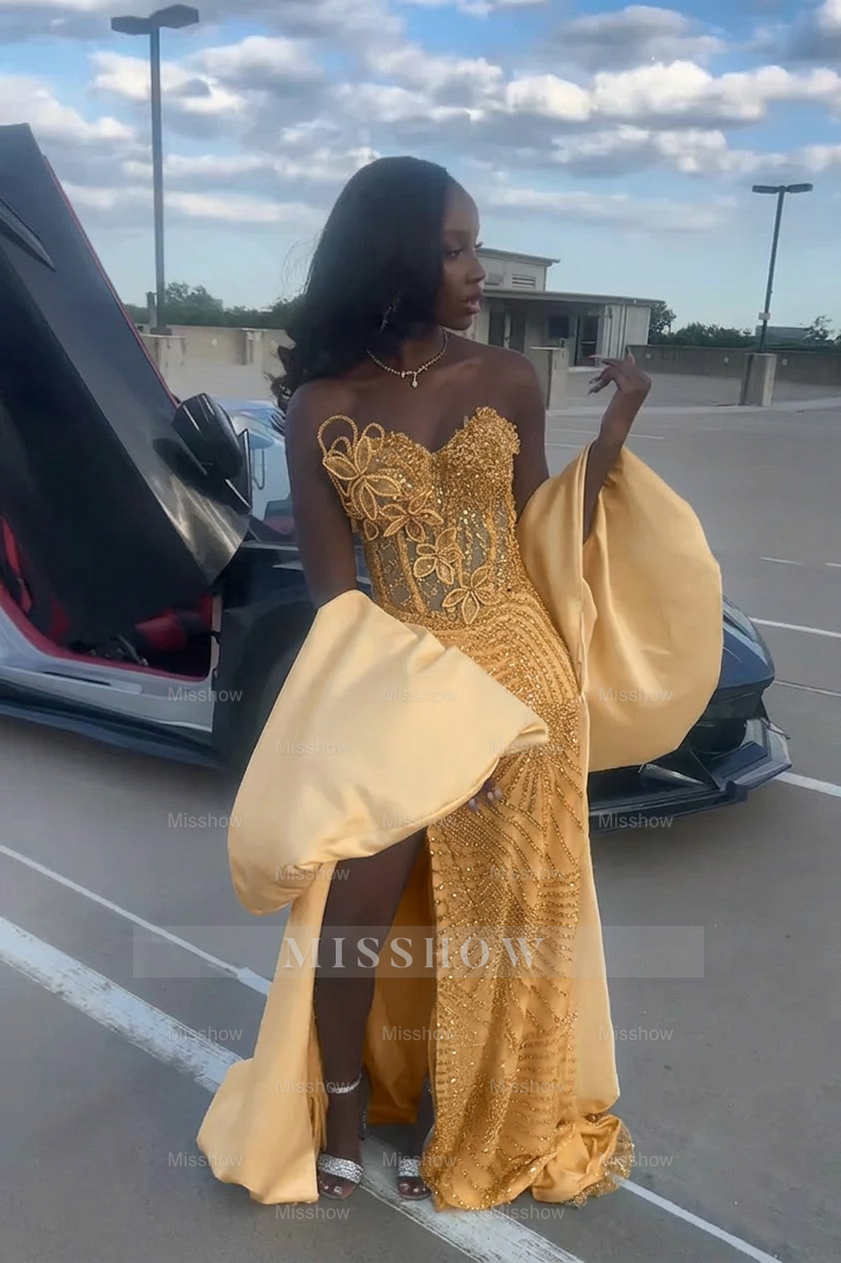 gold strapless corset prom dress Corset Strapless Long Glitter Prom Dress