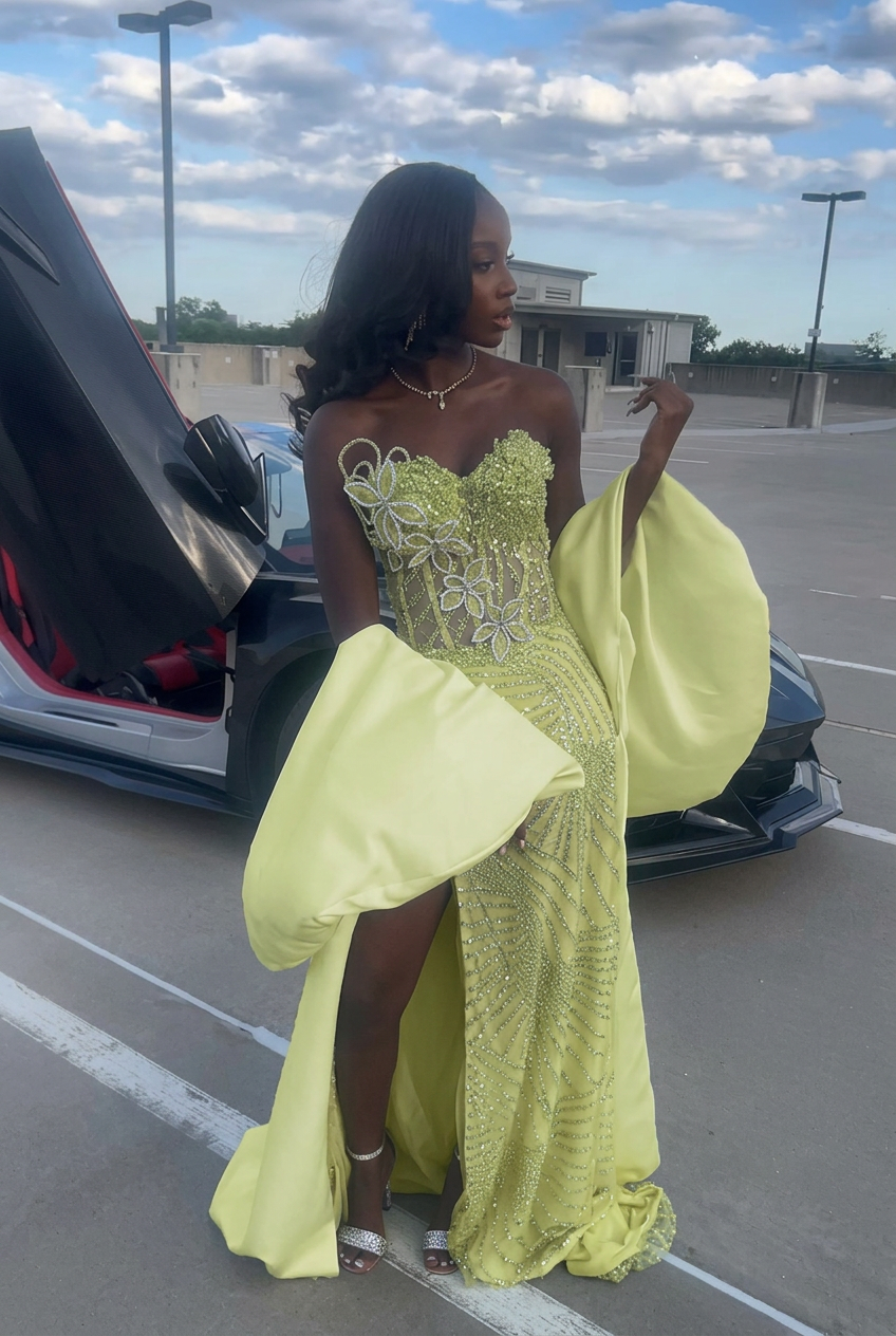 Sage strapless beaded mermaid prom dress
