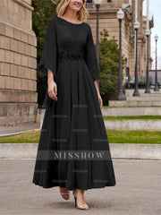 Princess A-Line Jewel Neck 3/4 Sleeve Sequined Ankle-Length Mother of the Bride Gown