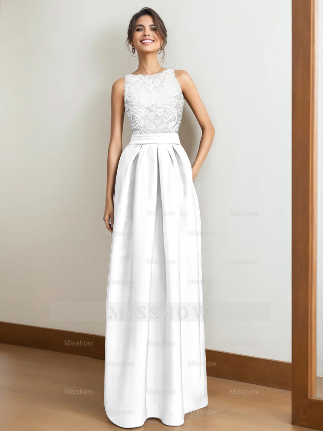 Princess A-Line Scoop Neck Sleeveless Pleated Mother of the Bride Dress with Lace Appliques