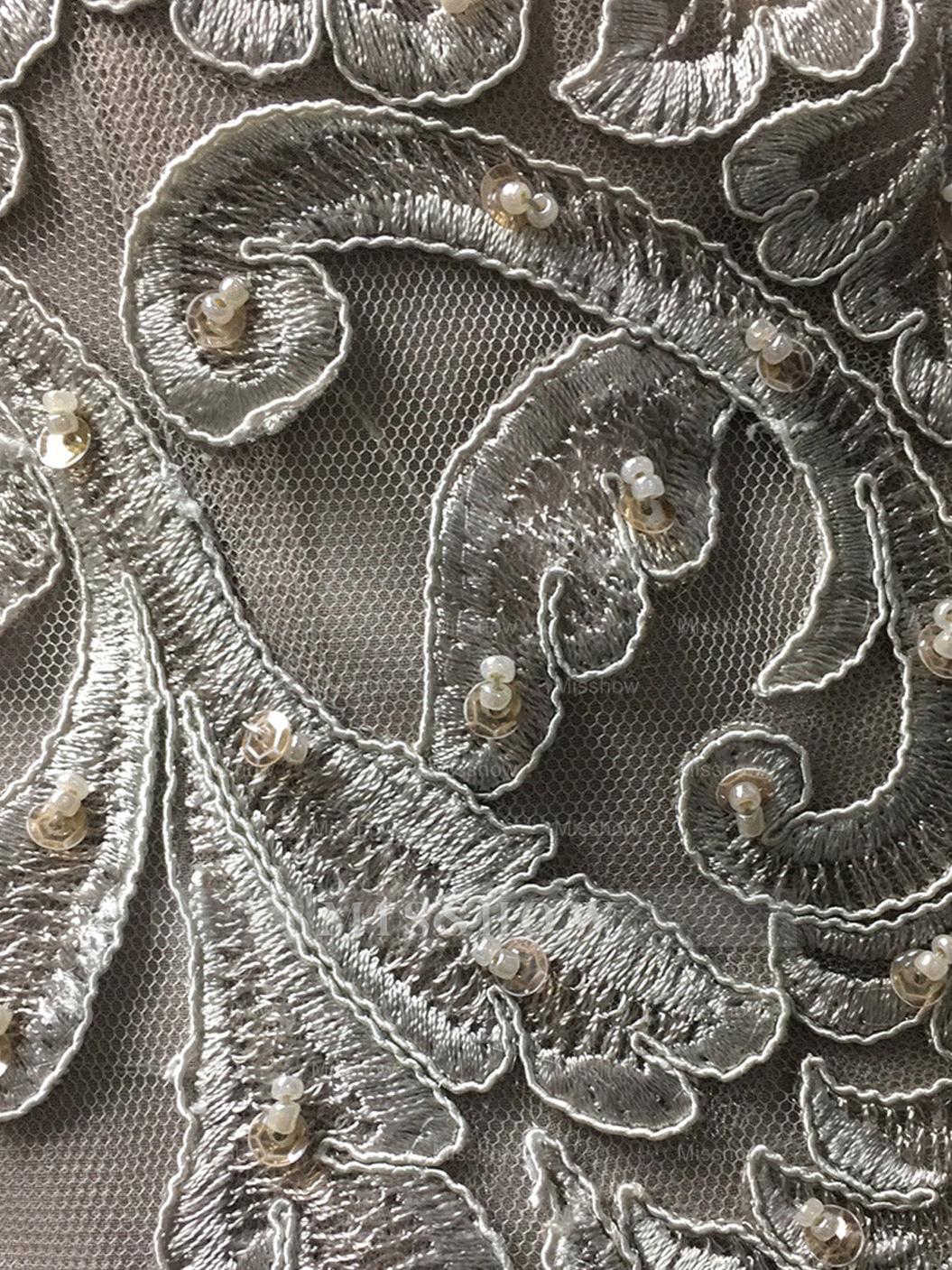 Princess A-Line Scoop Neck Tea-Length Mother of the Bride Dress with Lace and Appliques