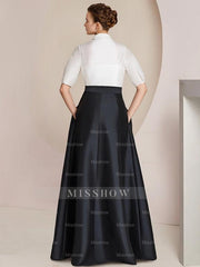 Princess/A-Line Floor-Length 2-Piece Mother of the Bride Dresses with Bowknot and Shirt Collar Short Sleeves