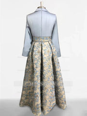 Printed Flower Plus Size A-Line/Princess Shirt Collar Mother of the Bride & Groom Dresses with 3/4 Sleeves