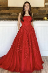 Prom Dress with Champagne Spaghetti Straps for Princess