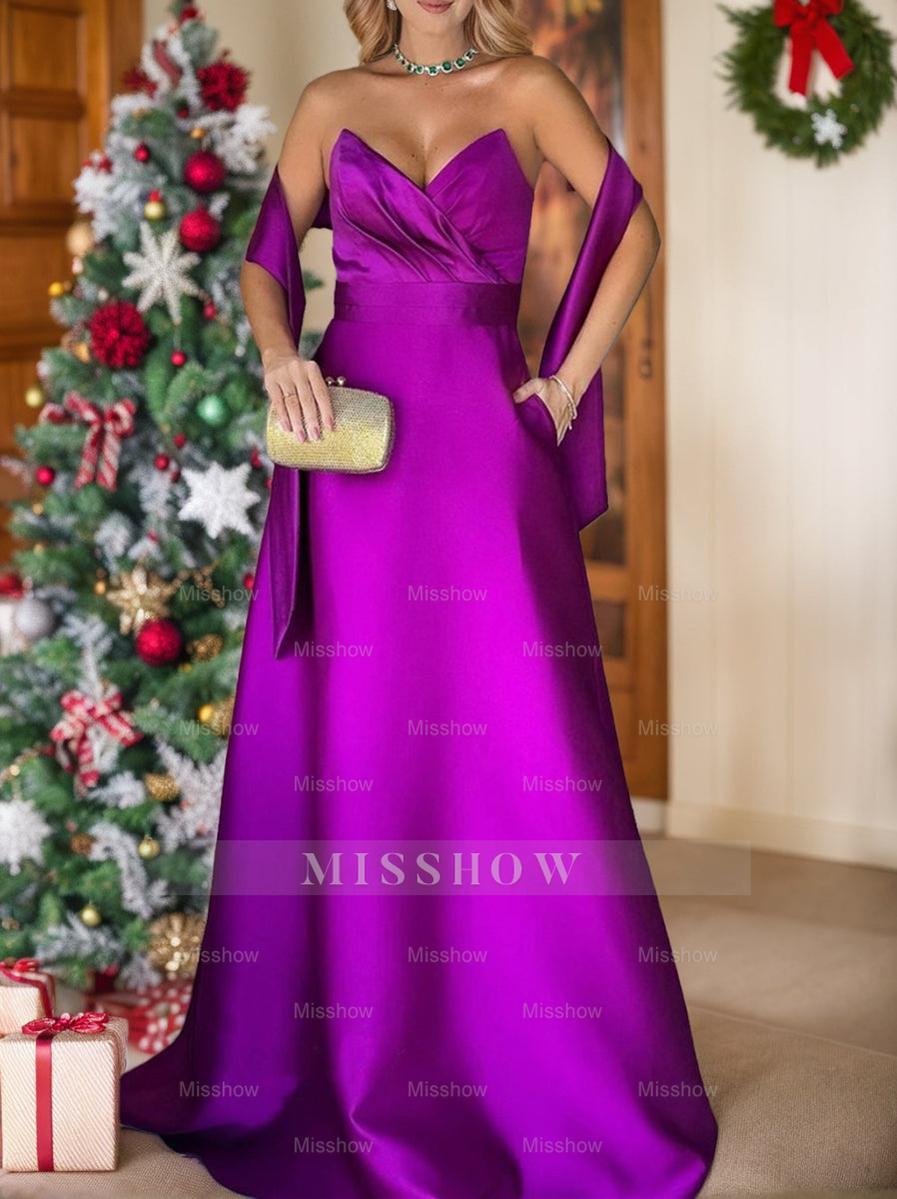 Pure Color Sleeveless Floor-Length A-Line Mother Of The Bride Dress With Sweetheart Neckline