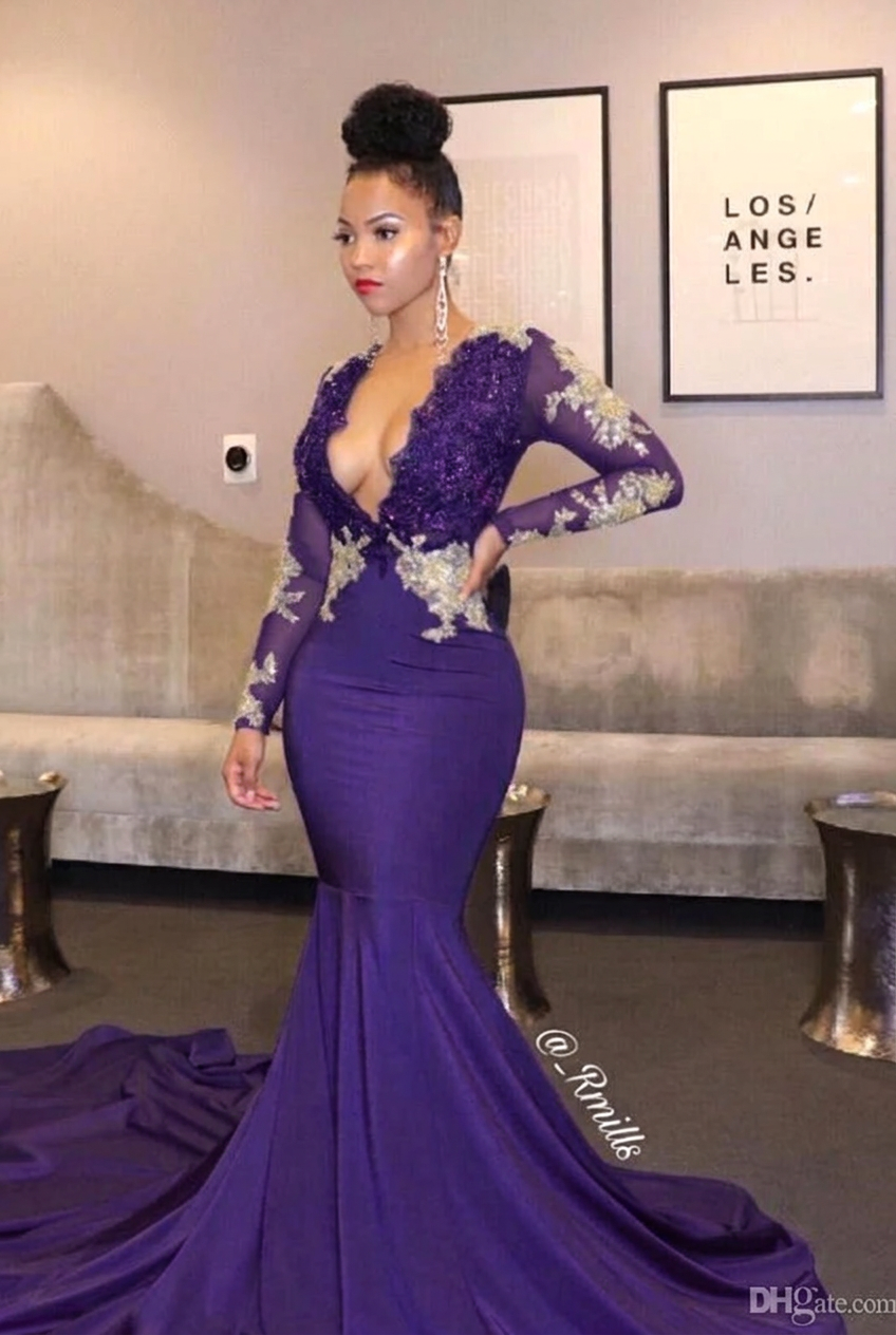 Regency v-neck ruffled mermaid prom dress