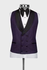 Purple Shawl Lapel Three-Piece Suit for Weddings