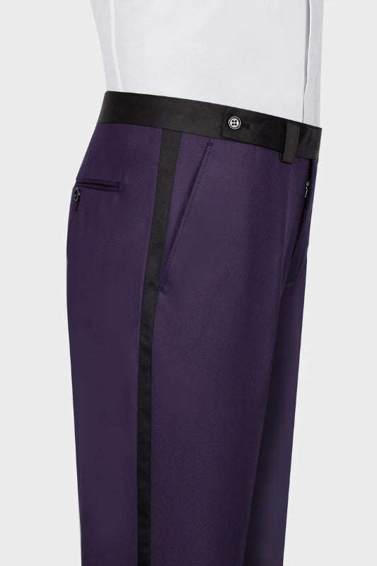 Purple Shawl Lapel Three-Piece Suit for Weddings