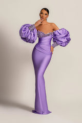 Lilac sweetheart beaded bodycon evening dress