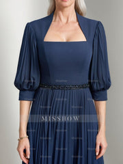 Queen Anne Neckline A-line Princess Ankle-Length Mother of the Bride Dresses with Pleats Sequins & Beads