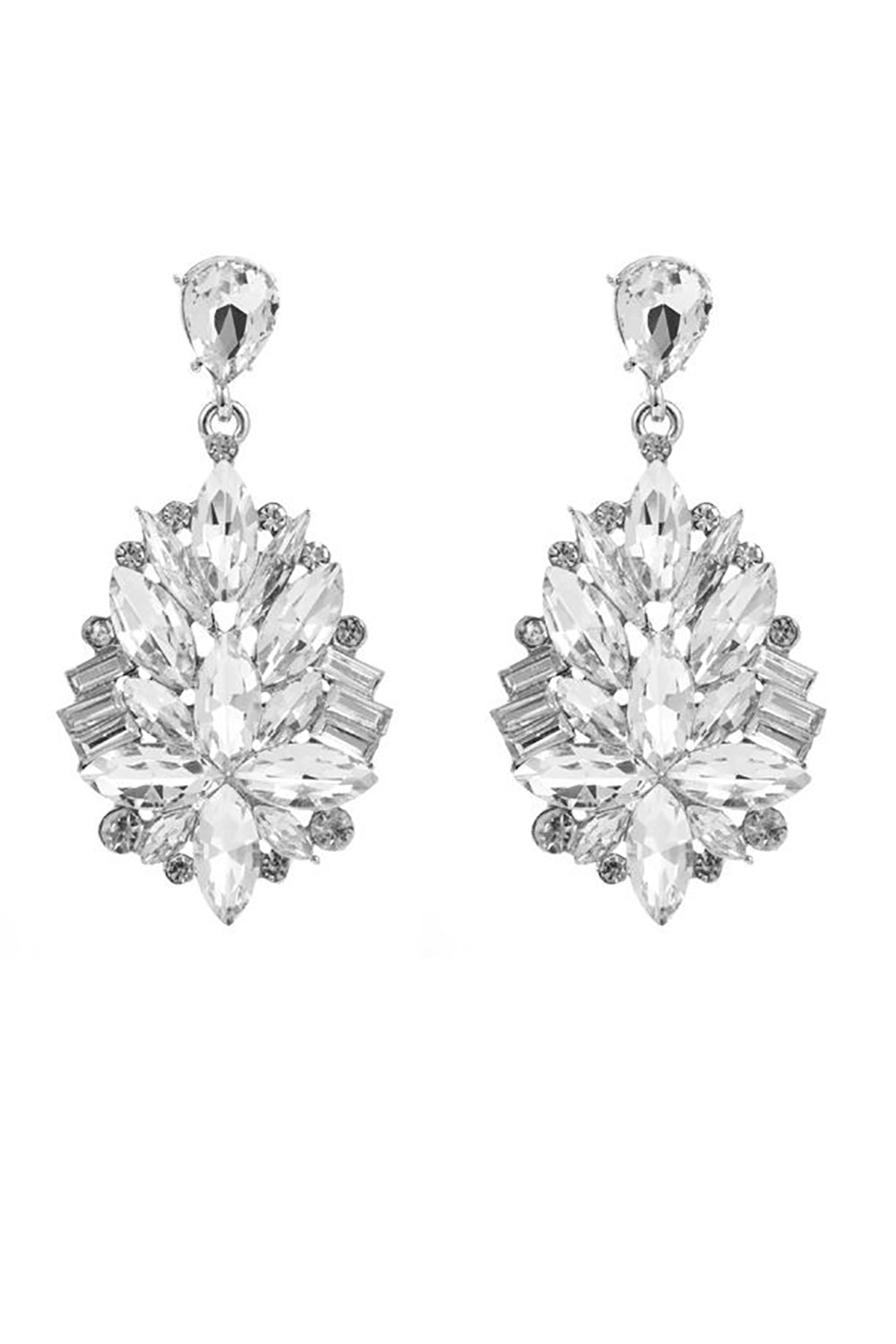 Red Rhinestone Prom Earrings