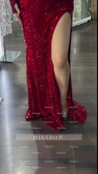 Red Rhinestone Sweetheart Strapless Sequined Bodycon Floor Length Formal Evening Dress