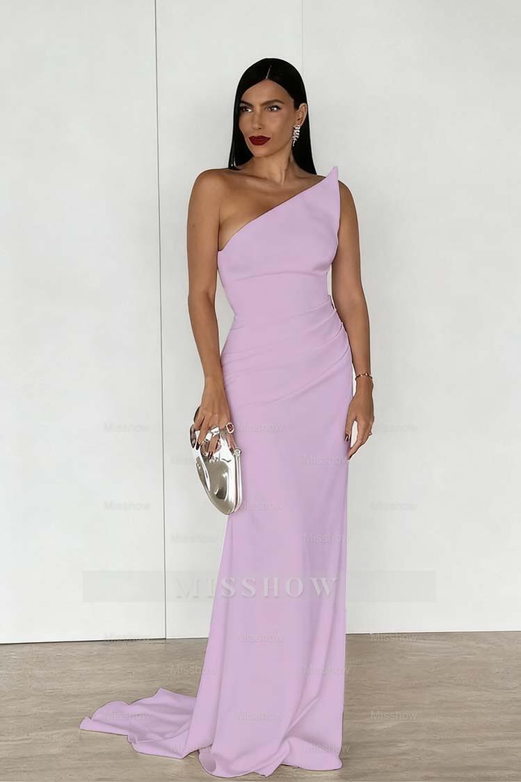 Red Strapless Sleeveless Long Mermaid Formal Dress With Pleated