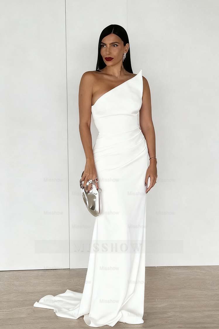 Red Strapless Sleeveless Long Mermaid Formal Dress With Pleated