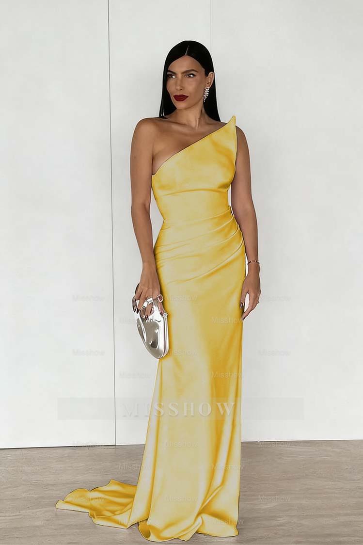 Red Strapless Sleeveless Long Mermaid Formal Dress With Pleated