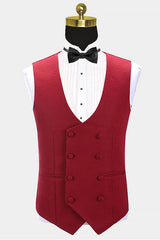 Red Three Pieces Fashion Shawl Lapel Wedding Groom’s Suits