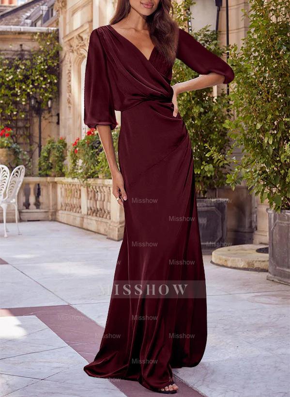 Red V-neck Floral Print Column Dress for Mothers of the Bride & Groom