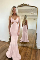 Red Waistless Sleeveless Tight Fitting Spaghetti Strap Mermaid Formal Dress