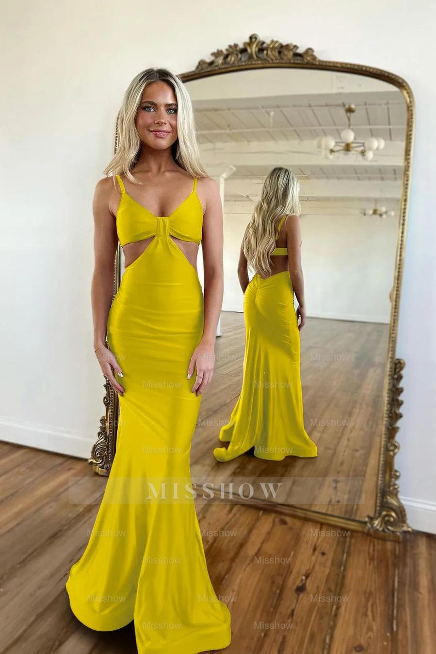 Red Waistless Sleeveless Tight Fitting Spaghetti Strap Mermaid Formal Dress