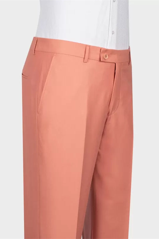 Refined Coral Shawl Lapel Double Breasted Wedding Suit