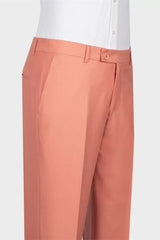 Refined Coral Shawl Lapel Double Breasted Wedding Suit