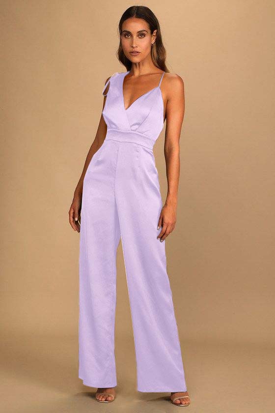 Retro Emerald Green Satin Asymmetrical Wide-Leg Jump Suit
