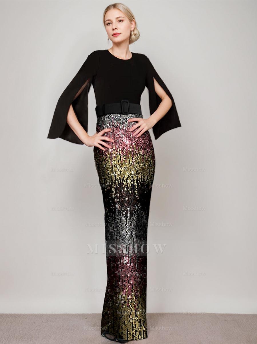 Retro Floor-Length Trumpet/Mermaid Gown with Belt for Mothers of the Bride & Groom