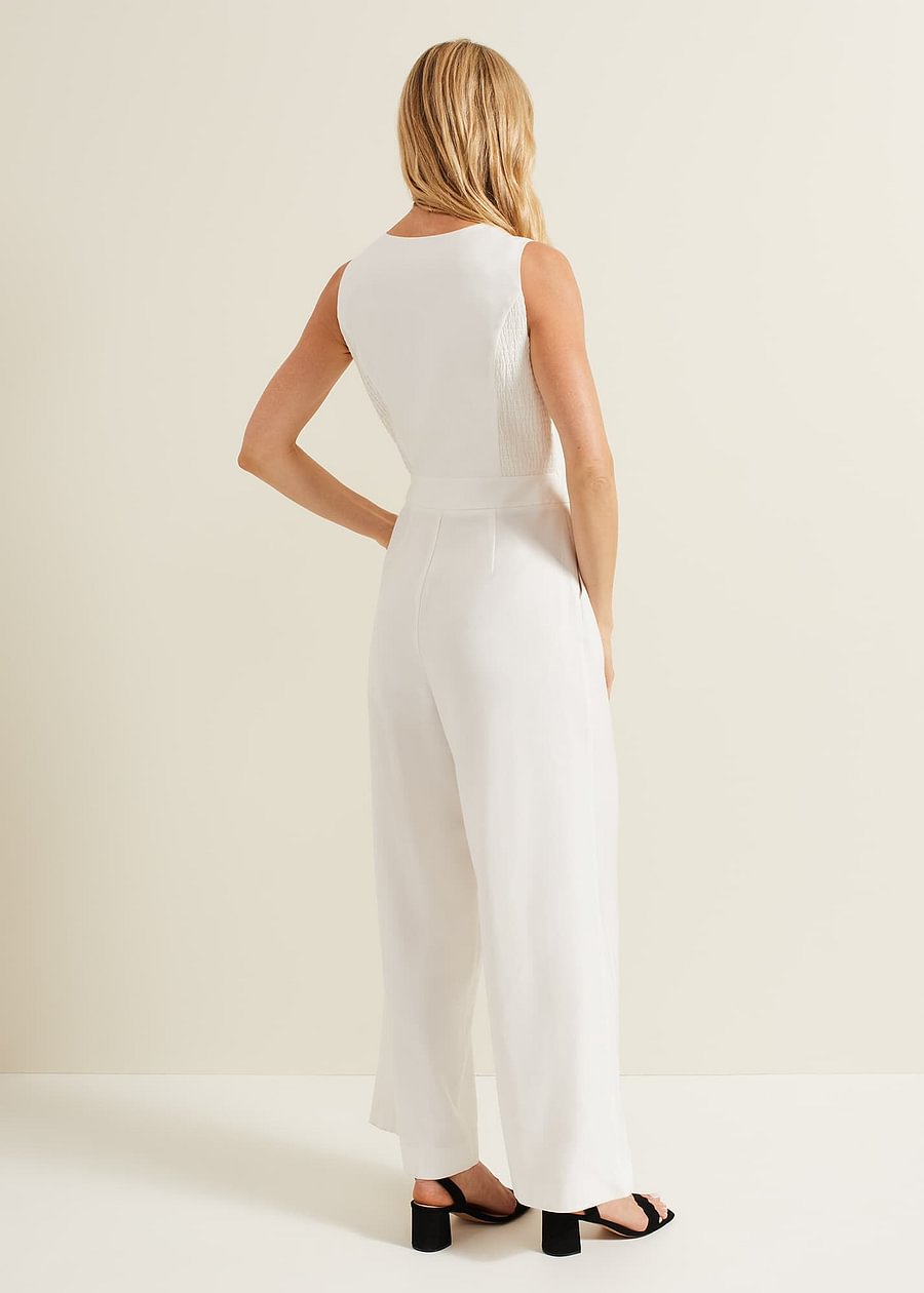 Retro Sleeveless Vest White Customizable Jump Suit